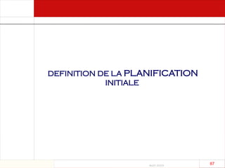 Août 2003
87 87
DEFINITION DE LA PLANIFICATION
INITIALE
 
