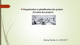 Organisation et planification des projets
(Gestion des projets)
Harrag Naziha, Le 16/04/2017
 