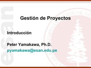 Gestión de Proyectos Introducción Peter Yamakawa, Ph.D. [email_address] 
