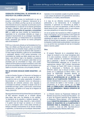 La Gestión del Riesgo Hoy
                                   La Gestión del Riesgo en la Planificación del Desarrollo Sostenible
Capítulo 7                   104
 