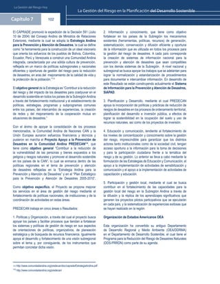 La Gestión del Riesgo Hoy
                                   La Gestión del Riesgo en la Planificación del Desarrollo Sostenible
Capítulo 7                   102
 