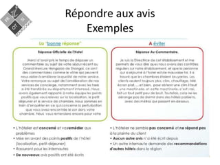 Répondre aux avis
Exemples

 