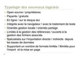 Reference Manager vs. EndNoteA vos tests!Tableau comparatif : http://wiki.bium.ch/doku.php?id=aides:comparatif_rm_en