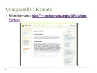 Comparatifs : logicielsECLORE :  http://eclore.veille.inist.fr