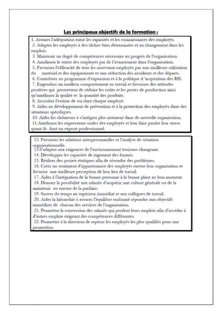 Les principaux objectifs de la formation :
 