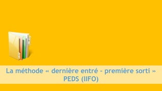 La méthode « dernière entré – première sorti »
PEDS (lIFO)
 