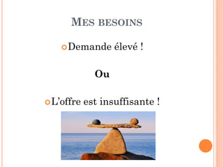 MES BESOINS
Demande élevé !
Ou
L’offre est insuffisante !
 