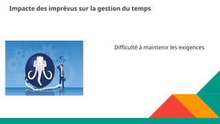 Impacte des imprévus sur la gestion du temps
Difficulté à maintenir les exigences
 