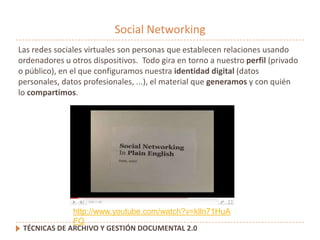 Social Networking<br />Las redes sociales virtuales son personas que establecen relaciones usando ordenadores u otros disp...