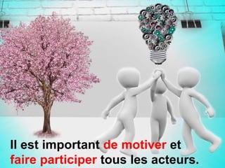 Il est important de motiver et
faire participer tous les acteurs.
 