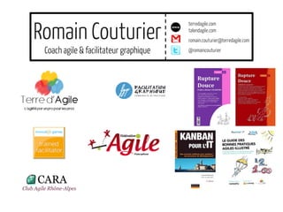 Romain Couturier
Coach agile & facilitateur graphique
romain.couturier@terredagile.com
@romaincouturier
terredagile.com
talondagile.com
 