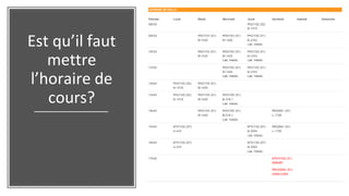 Est qu’il faut
mettre
l’horaire de
cours?
 