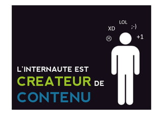 L’INTERNAUTE EST
CREATEUR DE
CONTENU
;-­‐)  
+1  
XD  
L    
LOL  
 
