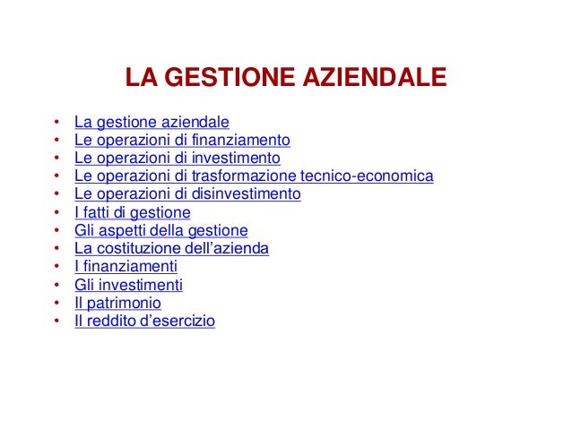 Studia I Problemi Della Gestione Aziendale Gestione aziendale