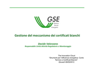 Gestione del meccanismo dei certificati bianchi gse   the innovation cloud strumenti per l'efficienza energetica