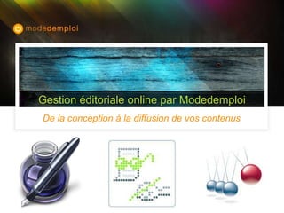 De la conception à la diffusion de vos contenus Gestion éditoriale online par Modedemploi 