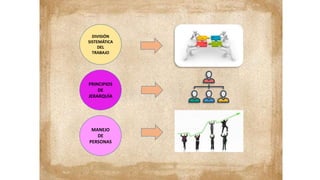 DIVISIÓN
SISTEMÁTICA
DEL
TRABAJO
MANEJO
DE
PERSONAS
PRINCIPIOS
DE
JERARQUÍA
 