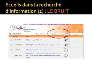 Ecueils dans la recherche d’information (1) : LE BRUIT