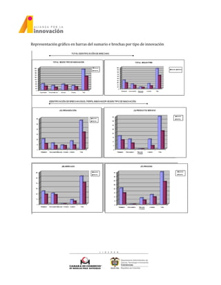 Representación gráfico en barras del sumario e brechas por tipo de innovación
 