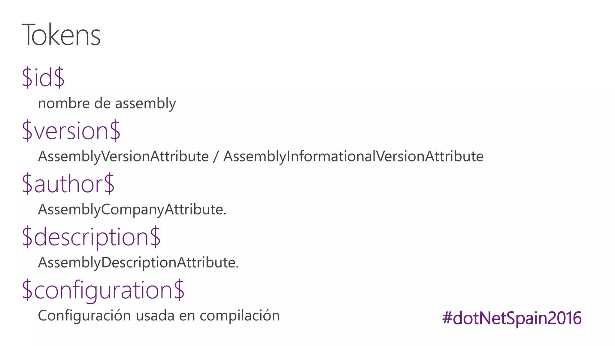 #dotNetSpain2016
$id$
$version$
$author$
$description$
$configuration$
 
