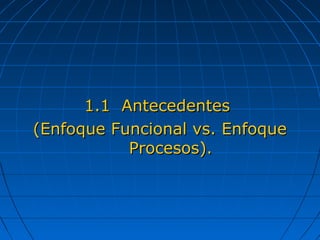 1.1 Antecedentes1.1 Antecedentes
(Enfoque Funcional vs. Enfoque(Enfoque Funcional vs. Enfoque
Procesos).Procesos).
 