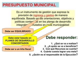 GESTION PRESUPUESTAL GOBIERNOS LOCALES EN PERÚ | PPT