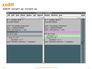 xxdiff
xxdiff script1.py script2.py




PP                        Université Paris Diderot - Paris 7   19
 