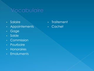 Calcul du salaire et définitions