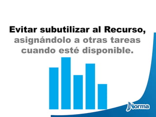 Evitar subutilizar al Recurso,
asignándolo a otras tareas
cuando esté disponible.
 