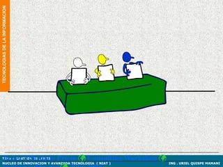 TECNOLOGIAS DE LA INFORMACION




Javier Villoslada Prieto  Consulting Workshop 
TEMA : GESTION DE LAS TI
NUCLEO DE INNOVACION Y AVANZADA TECNOLOGIA ( NIAT )   ING . URIEL QUISPE MAMANI
 