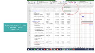 Agregar columna costos
(CARGAR COSTO
DIRECTO).
 