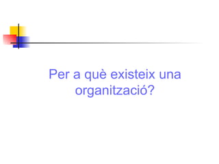 Per a què existeix una organització? 