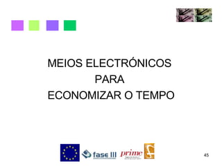 MEIOS ELECTRÓNICOS  PARA  ECONOMIZAR O TEMPO 