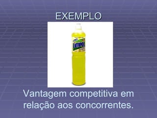 EXEMPLO Vantagem competitiva em relação aos concorrentes. 