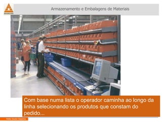 Armazenamento e Embalagens de Materiais Helio Souto Dapena Com base numa lista o operador caminha ao longo da linha selecionando os produtos que constam do pedido... 
