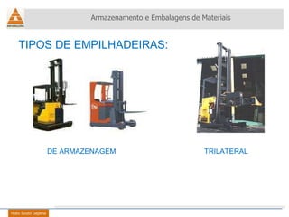 TIPOS DE EMPILHADEIRAS: Armazenamento e Embalagens de Materiais Helio Souto Dapena DE ARMAZENAGEM TRILATERAL 