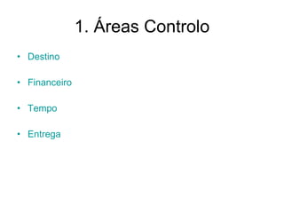 1. Áreas Controlo Destino Financeiro Tempo Entrega 