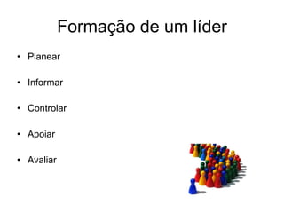 Formação de um líder Planear Informar Controlar Apoiar Avaliar 