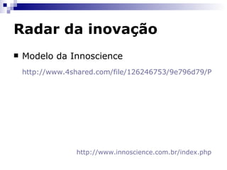 Liderança para inovação Empreendedor  é o termo utilizado para qualificar, ou especificar, principalmente, aquele indivíduo que detém uma forma especial,  inovadora , de se dedicar às atividades de organização, administração, execução; principalmente na geração de riquezas, na transformação de conhecimentos e bens em novos produtos – mercadorias ou serviços; gerando um novo método com o seu próprio conhecimento http://pt.wikipedia.org/wiki/Empreendedorismo   