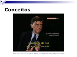 Conceitos Inovação é adotar novas tecnologias que aumentam a competitividade da companhia Prahalad, C. K. Competing for the Future. Boston: HBSP, 1994 