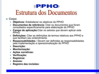 BPF – HIGIENE OPERACIONALManutenção:os funcionários da manutenção devem receber treinamento quanto às boas práticas de fabricação;deve-se adotar sistema de manutenção preventiva e corretiva;a área ou equipamento a ser reparado deve ser isolado ou sempre que possível, no caso de equipamento, a sua remoção de área;óleos e graxas, quando empregados, devem ser para lubrificação externa e apropriado para fins alimentícios. 
