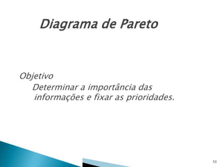Objetivo
Determinar a importância das
informações e fixar as prioridades.
53
 