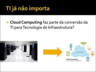  Cloud Computing faz parte da conversão da
TI paraTecnologia de Infraestrutura?
 