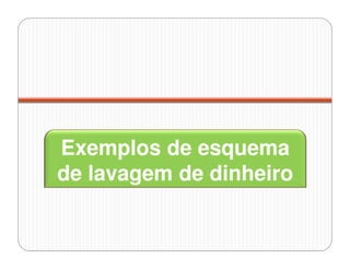 Exemplos de esquema
de lavagem de dinheiro
 