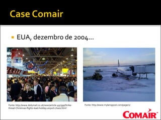  EUA, dezembro de 2004...
Fonte: http://www.dailymail.co.uk/news/article-497399/Strike-
threat-Christmas-flights-lead-holiday-airport-chaos.html
Fonte: http://www.mylamppost.com/page/2/
 