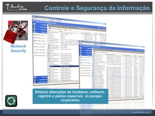 Controle e Segurança da Informação




Network
Security




           Detecta alterações de hardware, software,
            registro e pastas especiais no parque
                          corporativo.
 