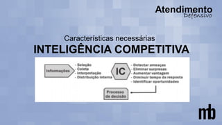 Características necessárias
INTELIGÊNCIA COMPETITIVA
 