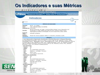 Os Indicadores e suas MétricasOs Indicadores e suas Métricas
 