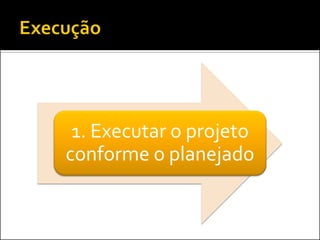 1. Executar o projeto conforme o planejado  
