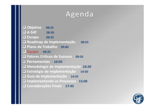 Pausa...

Equipe?     Analista de
               ITIL?
Equipe de governança ?
Debate em grupo
 